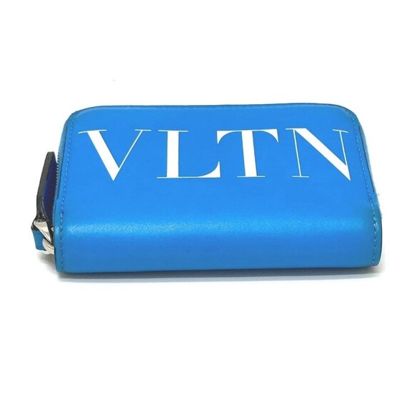 VALENTINO TY0P0R48CFW Fluo Strap Zip Around Compact Wallet Leather blue